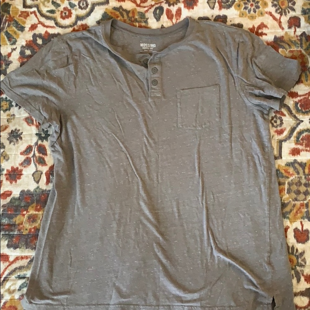 Mossimo Supply Co grey Henley short sleeve L
